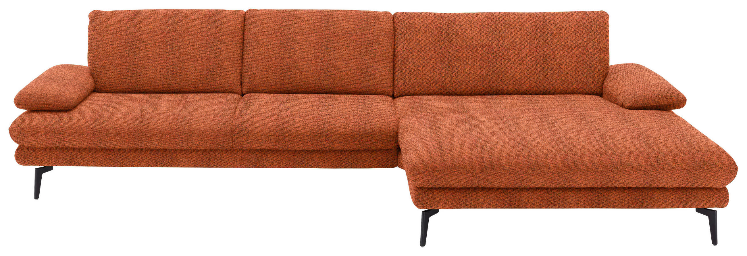 ECKSOFA in Chenille Terracotta  - Terracotta/Schwarz, Design, Textil/Metall (310/180cm) - Dieter Knoll
