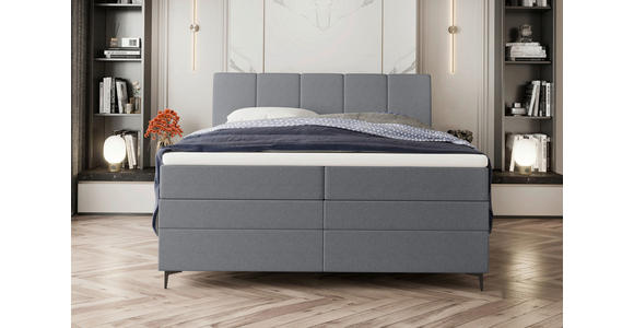 BOXSPRINGBETT 180/200 cm  in Grau  - Schwarz/Grau, KONVENTIONELL, Textil/Metall (180/200cm) - Carryhome