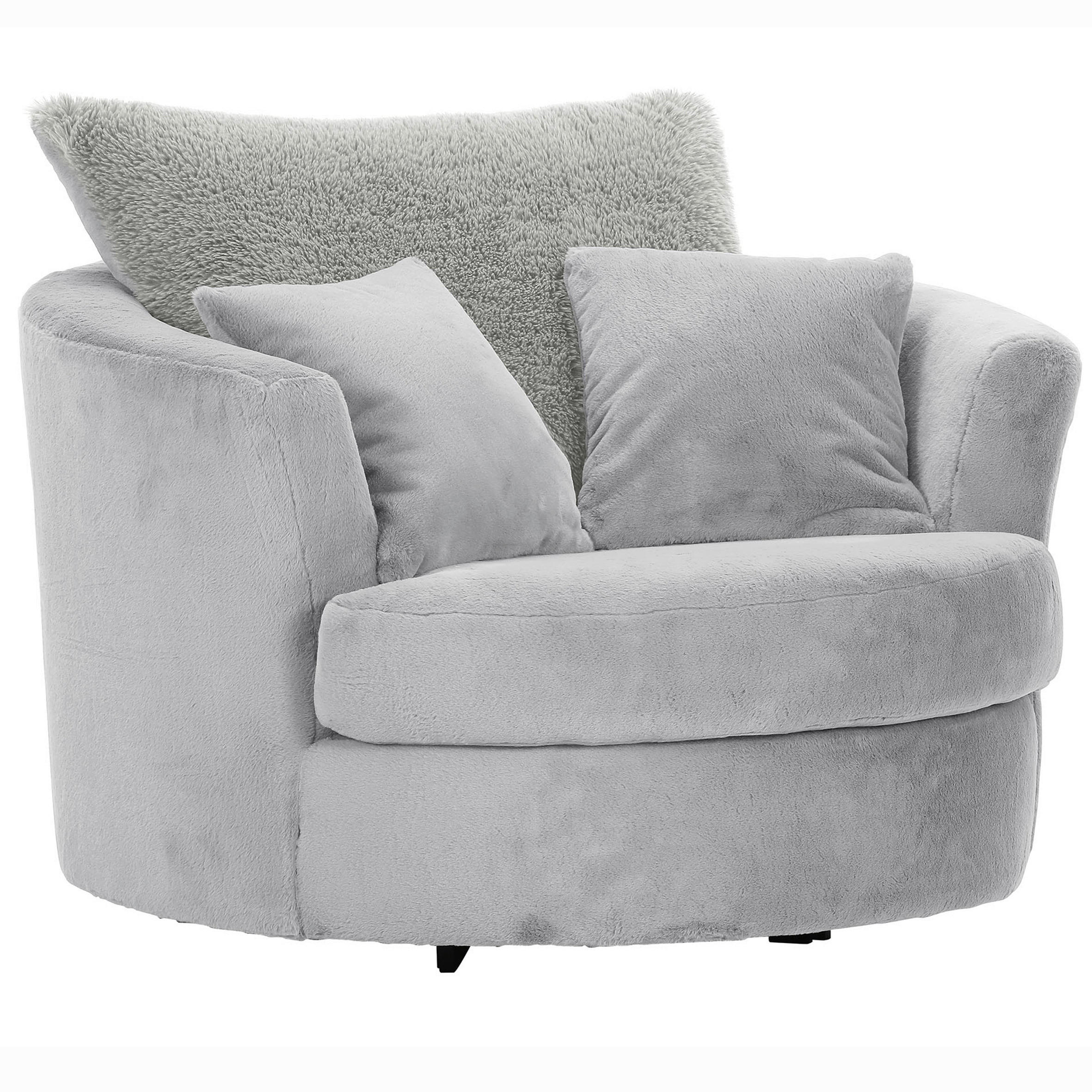 SESSEL in Plüsch Hellgrau  - Hellgrau/Schwarz, KONVENTIONELL, Textil/Metall (115/72/115cm) - Ambia Home