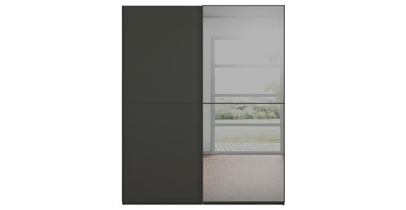 SCHWEBETÜRENSCHRANK in Graphitfarben - Graphitfarben, KONVENTIONELL, Glas/Holzwerkstoff (181/223/68cm) - Novel