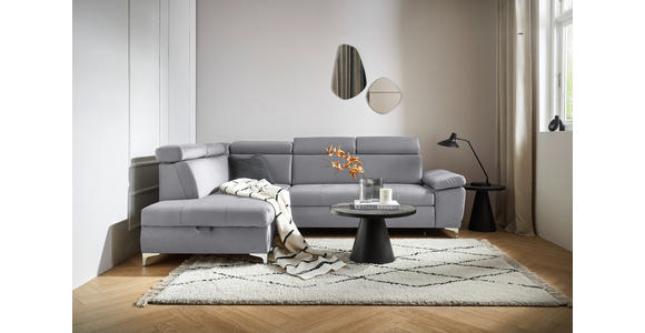 ECKSOFA Silberfarben Mikrofaser  - Chromfarben/Silberfarben, KONVENTIONELL, Textil/Metall (206/271cm) - Carryhome