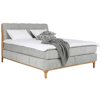 BOXSPRING-ÁGY 160/200 cm  ezüst  - ezüst/tölgyfa, Modern, faalapú anyag/textil (160/200cm) - MID.YOU
