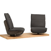 2-SITZER-SOFA  in Hochflor Echtleder Dunkelbraun, Graubraun  - Dunkelbraun/Graubraun, Design, Leder/Holz (240/65/104cm) - Koinor