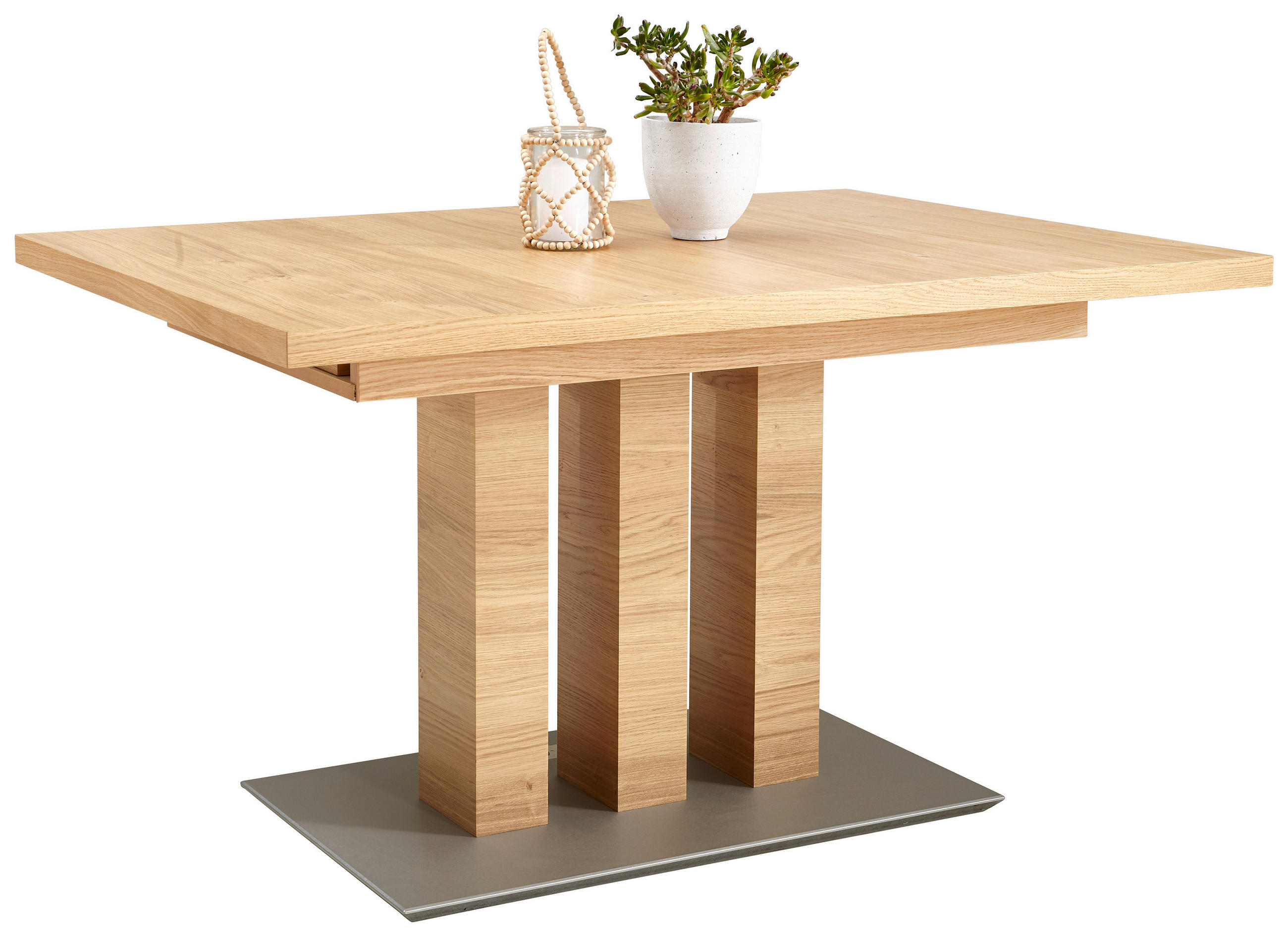 ESSTISCH in Holz, Holzwerkstoff 130-178/90/75 cm  - Edelstahlfarben/Eichefarben, Design, Holz/Holzwerkstoff (130-178/90/75cm) - Moderano