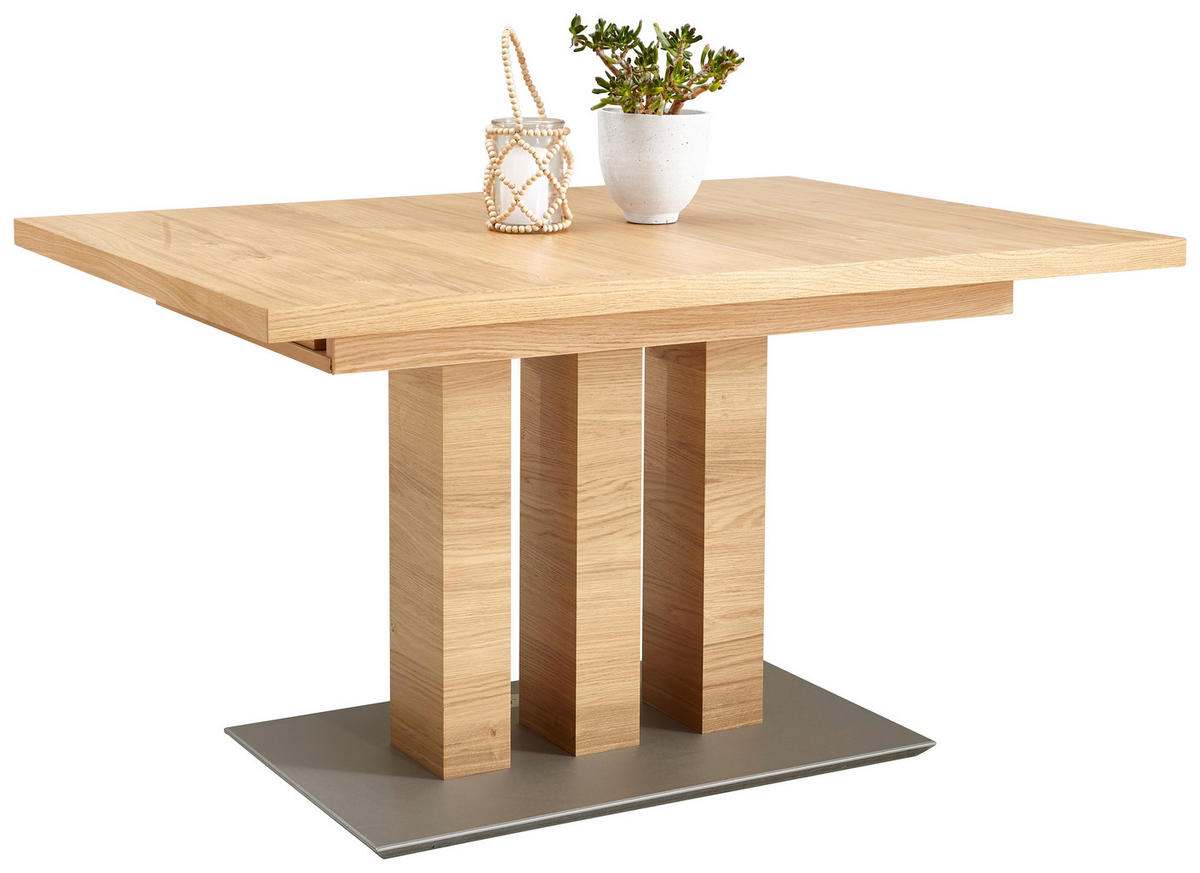 ESSTISCH in Holz, Holzwerkstoff 130-178/90/75 cm  - Edelstahlfarben/Eichefarben, Design, Holz/Holzwerkstoff (130-178/90/75cm) - Moderano