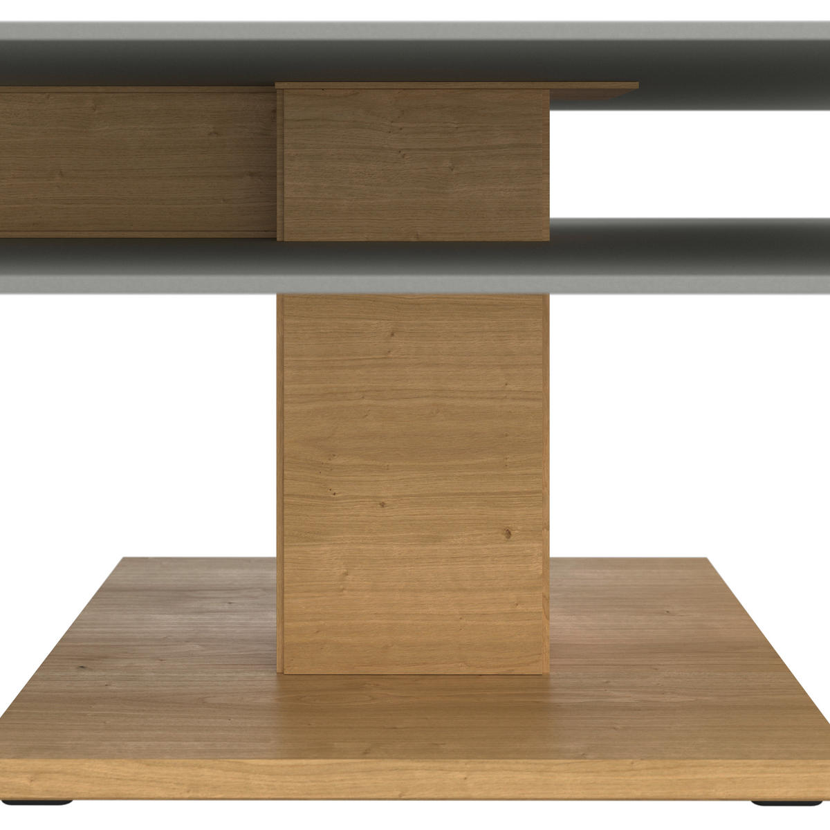 COUCHTISCH Wildeiche furniert, massiv Farbglas 90/90/43 cm quadratisch Grau, Eichefarben  - Eichefarben/Grau, Design, Glas/Holz (90/90/43cm) - Voglauer