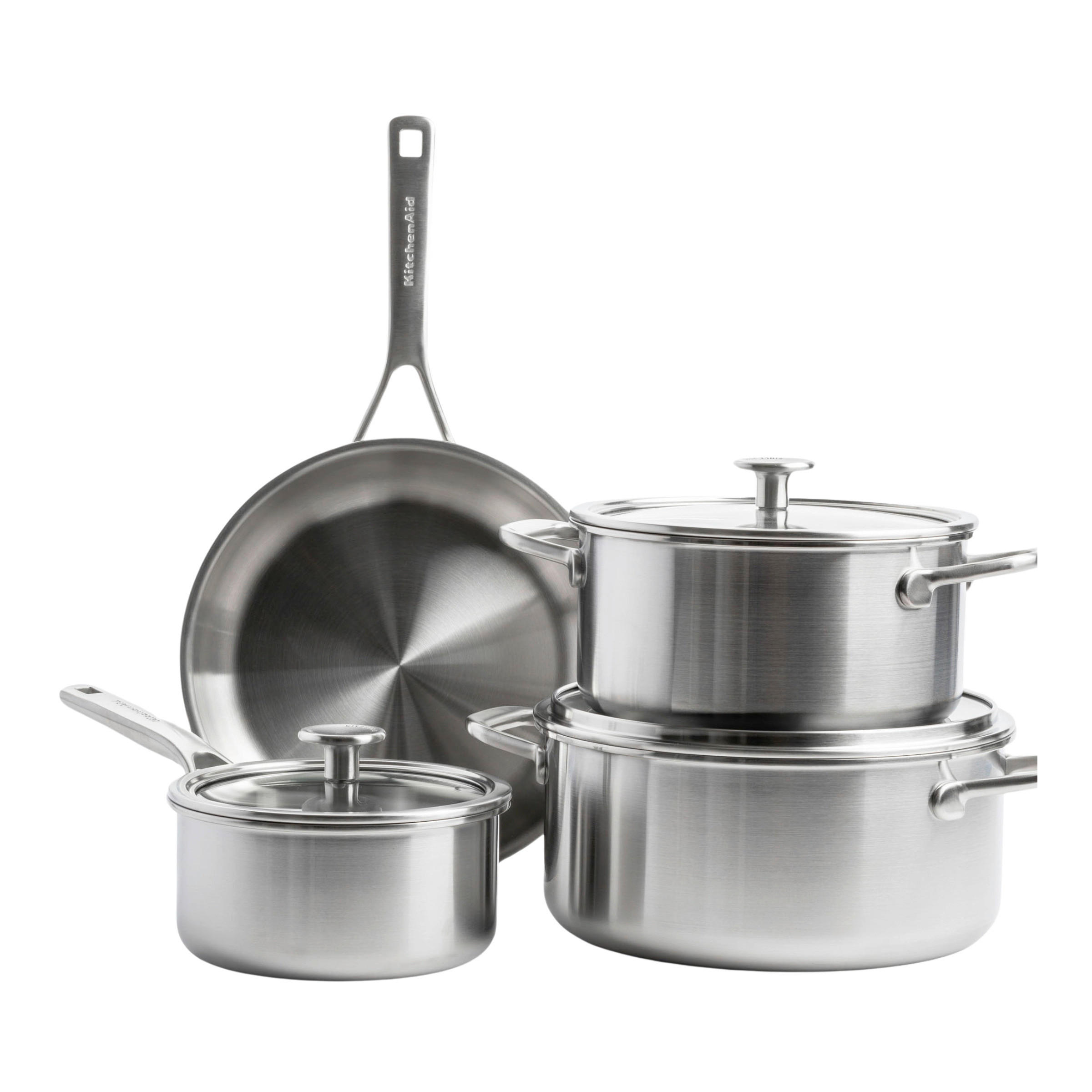 KOCHTOPFSET Multi-Ply Stainless Steel 7-teilig  - Edelstahlfarben, Basics, Glas/Metall (0cm) - Kitchenaid