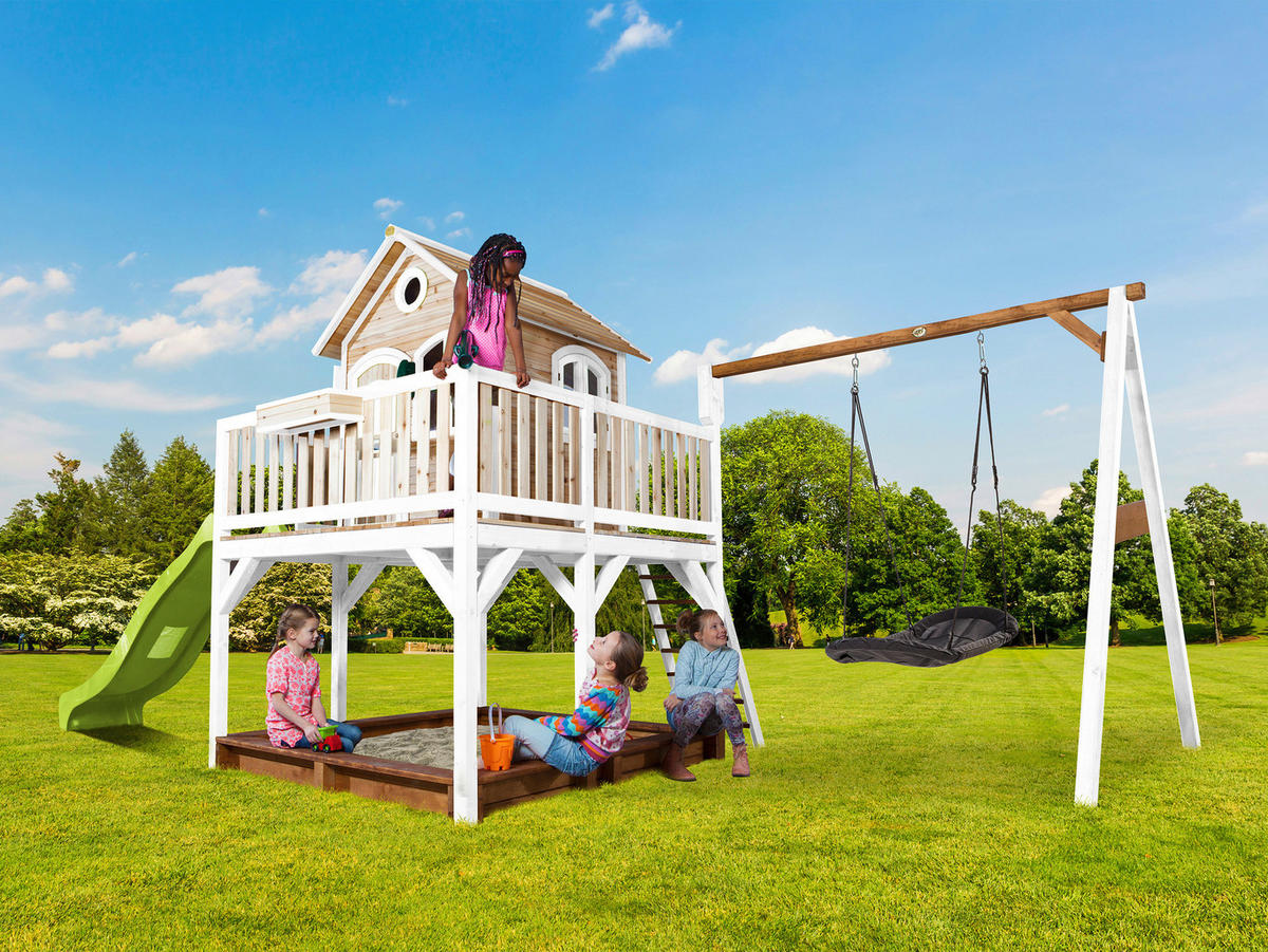 SPIELTURM 613/291/277 cm  - Weiss/Braun, Konventionell, Holz (613/291/277cm)