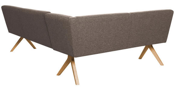 ECKBANK 172/218 cm Webstoff Braun Eiche vollmassiv   - Eichefarben/Braun, KONVENTIONELL, Holz/Textil (172/218cm) - Linea Natura
