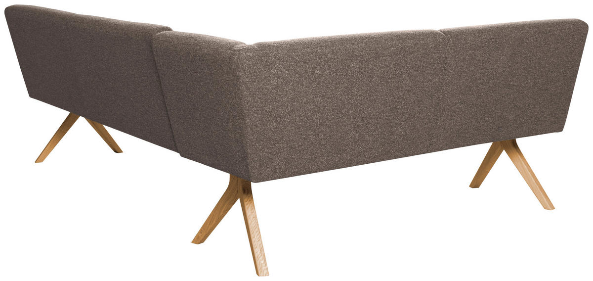 ECKBANK 172/218 cm Webstoff Braun Eiche vollmassiv   - Eichefarben/Braun, KONVENTIONELL, Holz/Textil (172/218cm) - Linea Natura