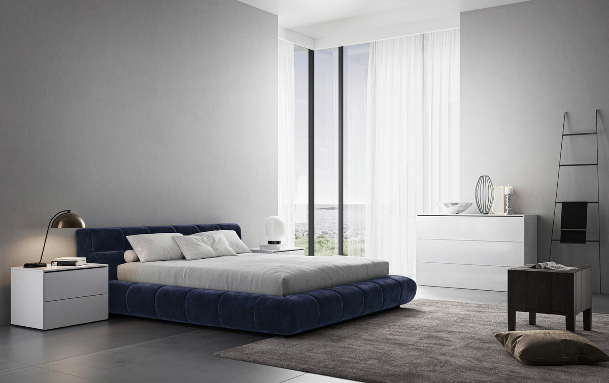 POLSTERBETT 200/200 cm,  in Blau,  - Blau/Schwarz, Design, Textil/Metall (200/200cm) - Belluti