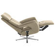 RELAXSESSEL in Leder Ecru  - Ecru/Edelstahlfarben, Design, Leder/Metall (70/124/85cm) - Cantus