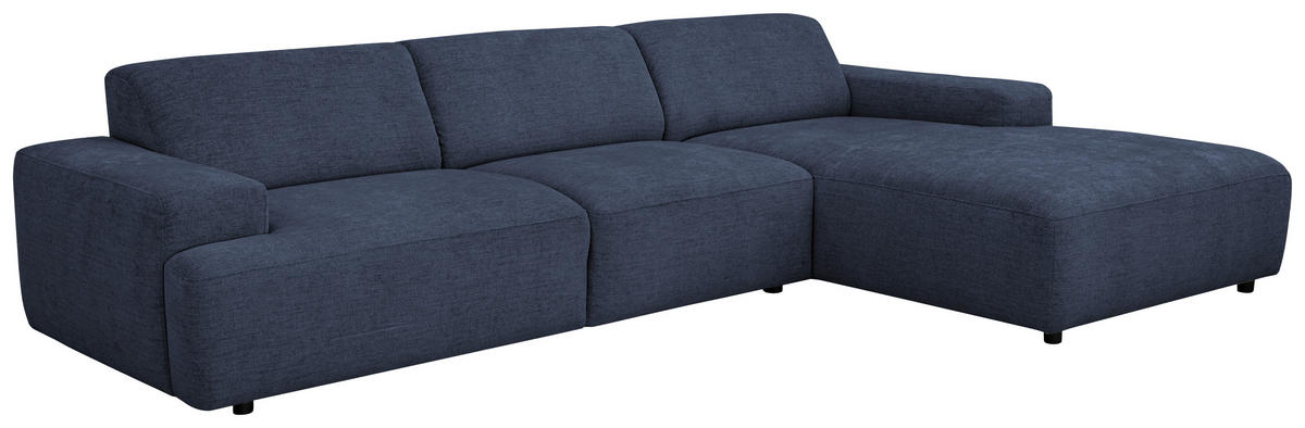 ECKSOFA 294/184 cm  in Flachgewebe Dunkelblau Rücken echt  294/184 cm  - Schwarz/Dunkelblau, KONVENTIONELL, Kunststoff/Textil (294/184cm) - Hom`in