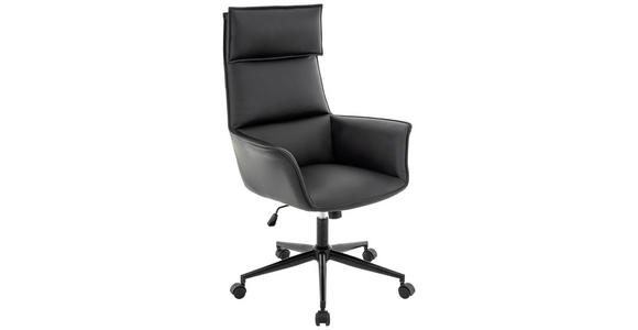 CHEFSESSEL Lederlook Schwarz  - Schwarz, MODERN, Kunststoff/Textil (67/111-121/65cm) - Novel