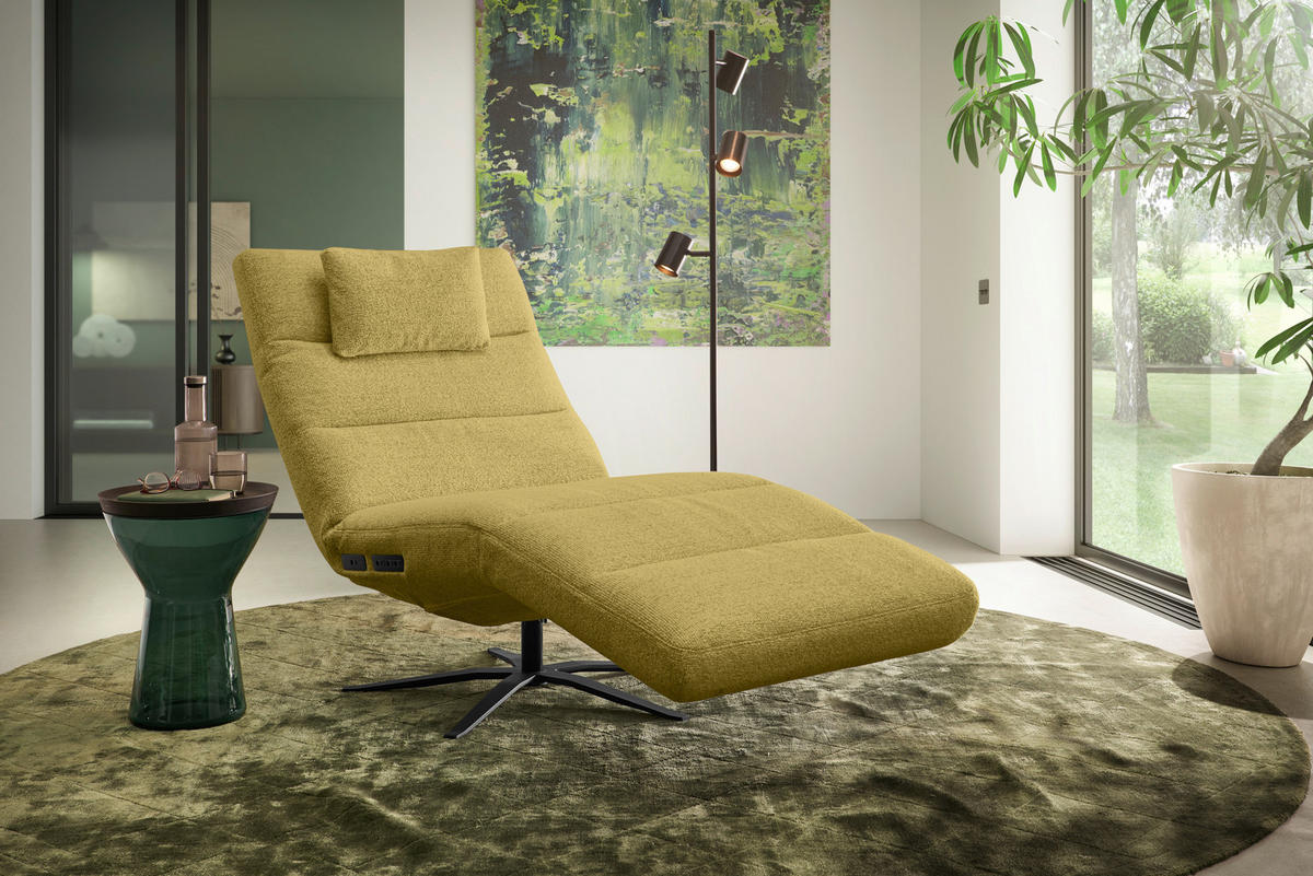 RELAXLIEGE inkl. Akku Flachgewebe Grün  - Schwarz/Grün, MODERN, Textil/Metall (82/53-115/156-206cm) - Pure Home Comfort