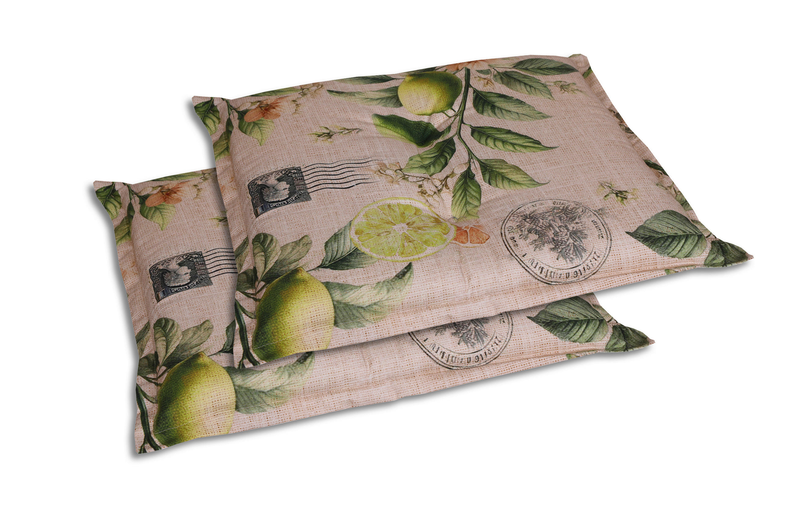 GARTENSITZKISSENSET in Gelb, Grün, Sandfarben Zitronen  - Sandfarben/Gelb, Basics, Textil (50/7/50cm)
