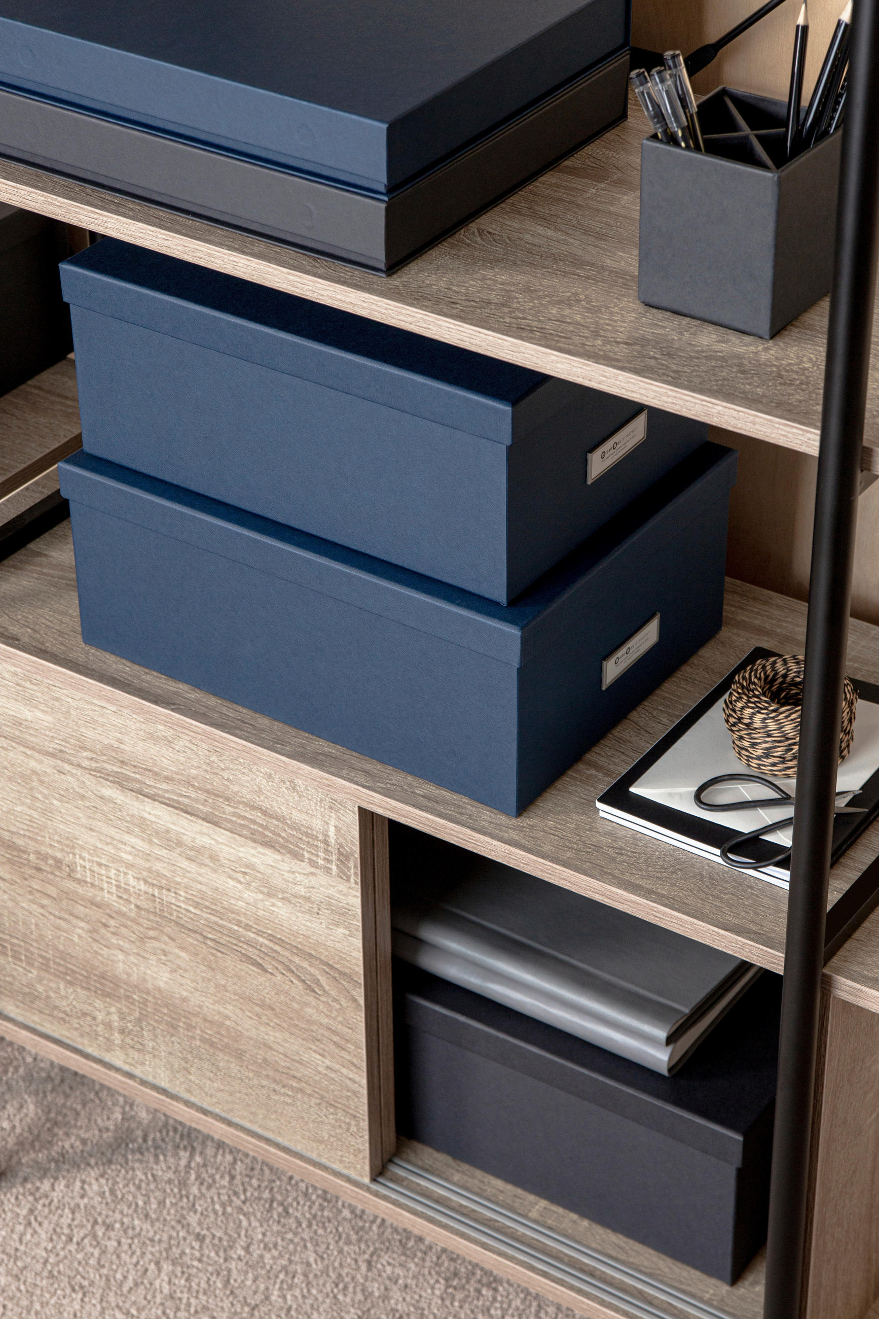AUFBEWAHRUNGSBOX 36.5/26.5/14.5 cm  - Dunkelblau, Basics, Karton/Papier (36.5/26.5/14.5cm)