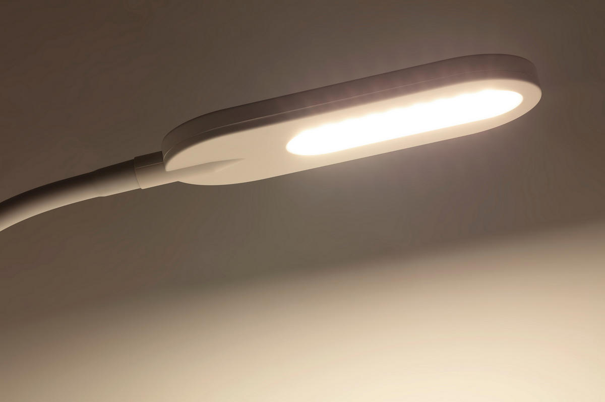 STOLNÍ LED LAMPA, dotykový stmívač, 37,5/15/43,5 cm - bílá, Basics, kov/plast (37,5/15/43,5cm) - Novel