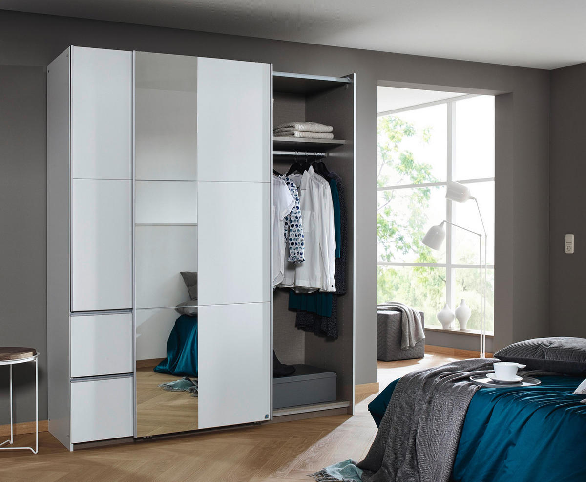 SCHIEBETÜRENSCHRANK 175/210/59 cm 2-türig Weiß  - Alufarben/Weiß, Design, Holzwerkstoff/Metall (175/210/59cm) - Rauch Möbel