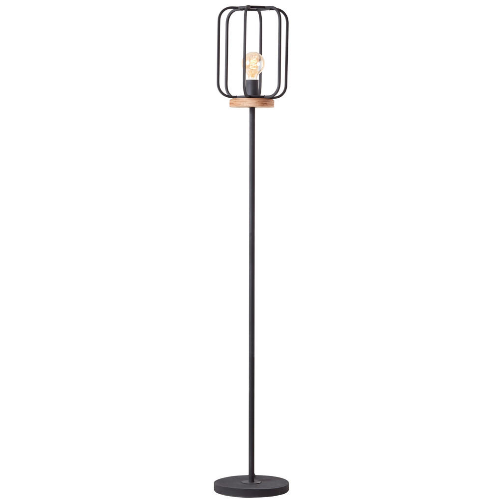 Stehlampe Holz Tosh Schwarz/Braun Industrial-Style