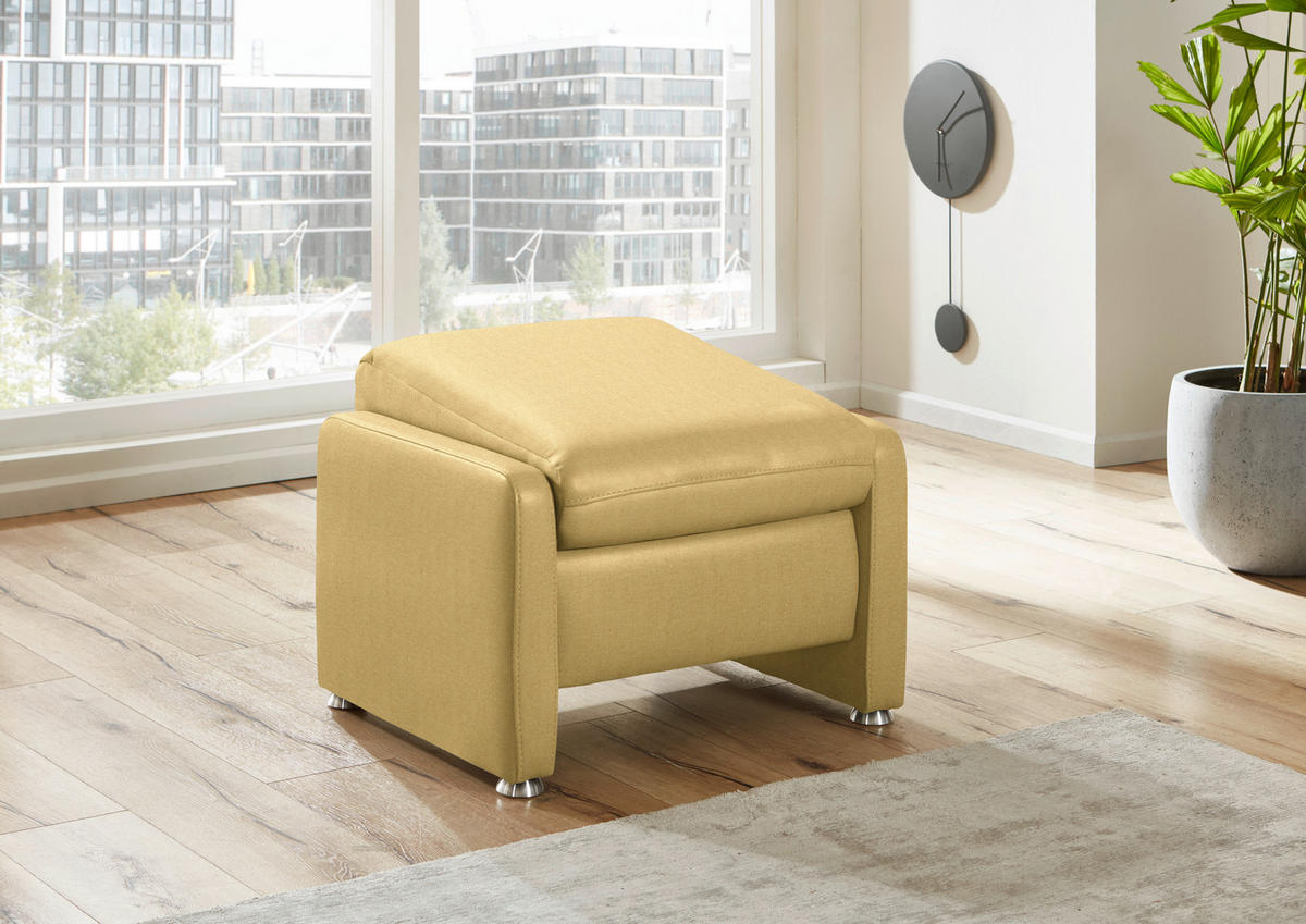 HOCKER in Textil Gelb  - Gelb/Alufarben, KONVENTIONELL, Textil/Metall (67/44/58cm) - Beldomo Comfort