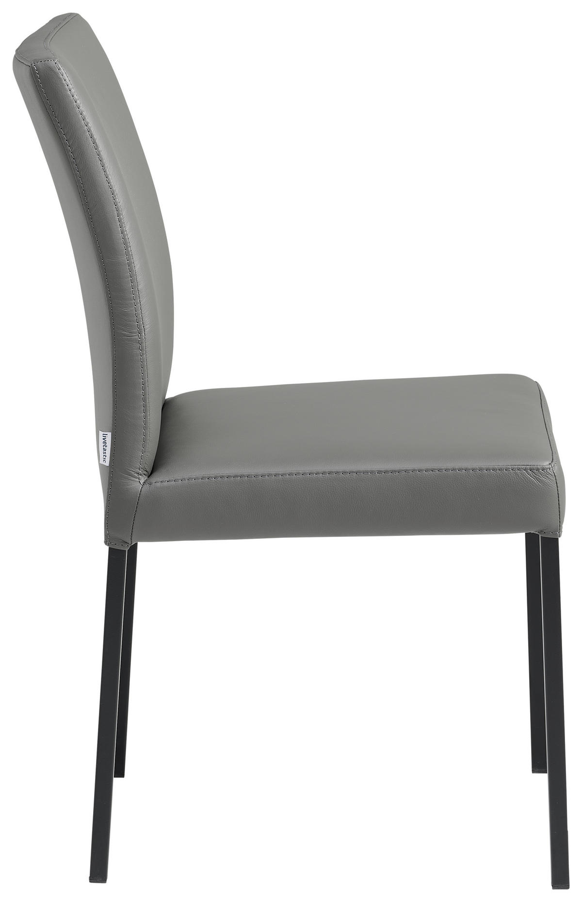 CHAISE  in Stahl Echtleder pigmentiert  - noir/anthracite, Modern, cuir/métal (45,5/86/57,5cm) - Livetastic