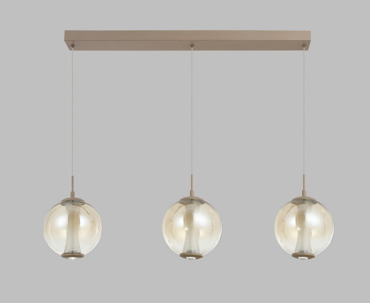 LED-HÄNGELEUCHTE Orleans 94/150/18 cm  - Sandfarben, Design, Glas/Metall (94/150/18cm)