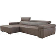 ECKSOFA DUA in Echtleder Grau  170/293 cm  - Chromfarben/Grau, Design, Leder/Metall (170/293cm) - Novel