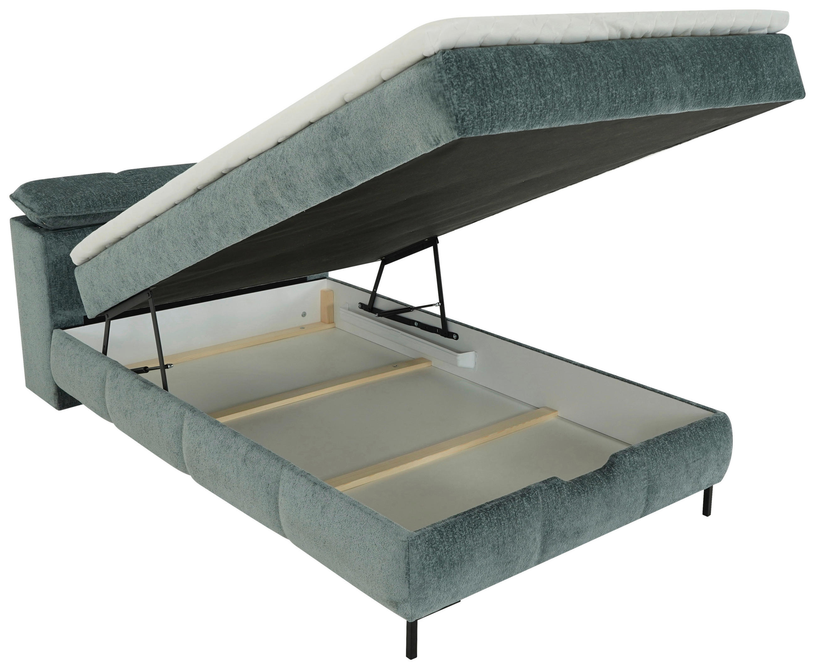 BOXBETT 140/200 cm  in Salbeigrün  - Salbeigrün/Schwarz, KONVENTIONELL, Holz/Holzwerkstoff (140/200cm) - Xora
