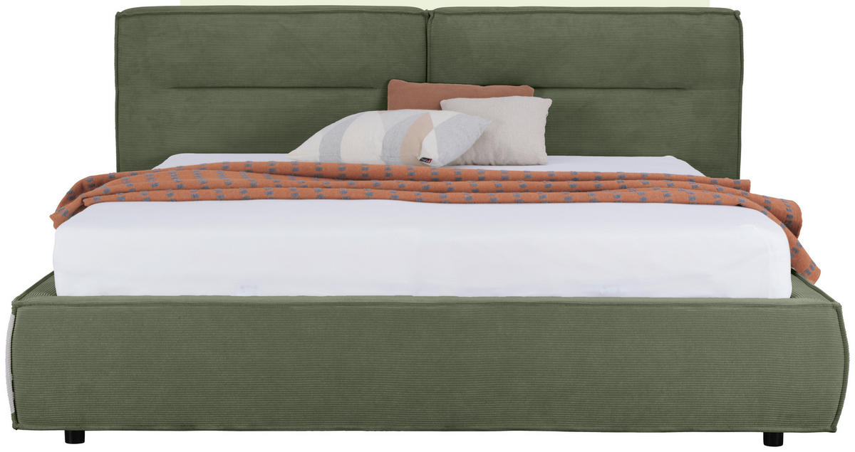POLSTERBETT 180/200 cm  in Olivgrün  - Schwarz/Olivgrün, Design, Kunststoff/Textil (180/200cm) - Lomoco