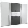 KLEIDERSCHRANK 270/208/58 cm 8-türig Graphitfarben, Weiß  - Alufarben/Graphitfarben, KONVENTIONELL, Glas/Holzwerkstoff (270/208/58cm) - Carryhome
