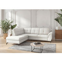 ECKSOFA in Echtleder Weiß  212/244 cm  - Schwarz/Weiß, MODERN, Leder/Metall (212/244cm) - Sit & More