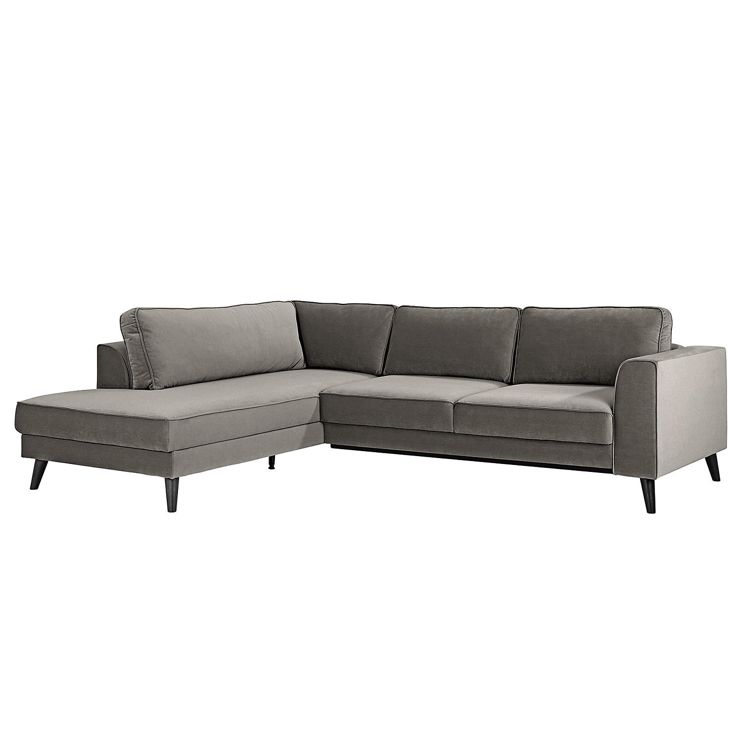 ECKSCHLAFSOFA Samt Grau  - Wengefarben/Grau, MODERN, Holz/Textil (264/85/203cm) - Trendmanufaktur