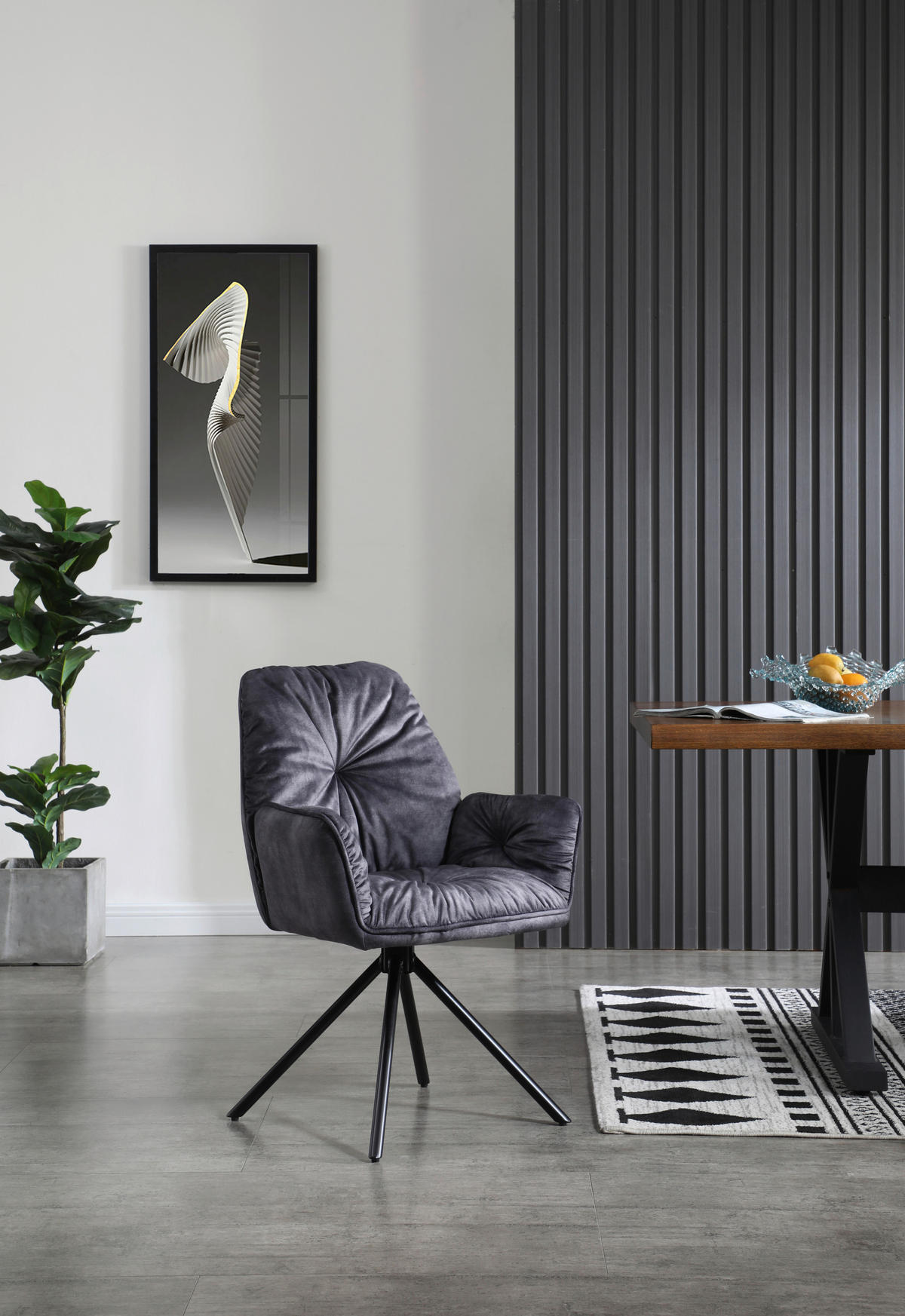 ARMLEHNSTUHL  in Samt, Velours  - Schwarz, MODERN, Textil/Metall (61/90/59cm) - Livetastic