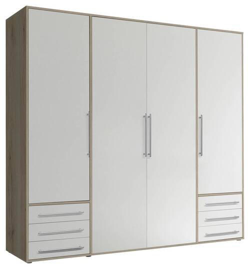 NYÍLÓAJTÓS SZEKRÉNY fehér, San Remo tölgy  - ezüst/San Remo tölgy, Modern, műanyag/faalapú anyag (206/194/58cm) - Livetastic