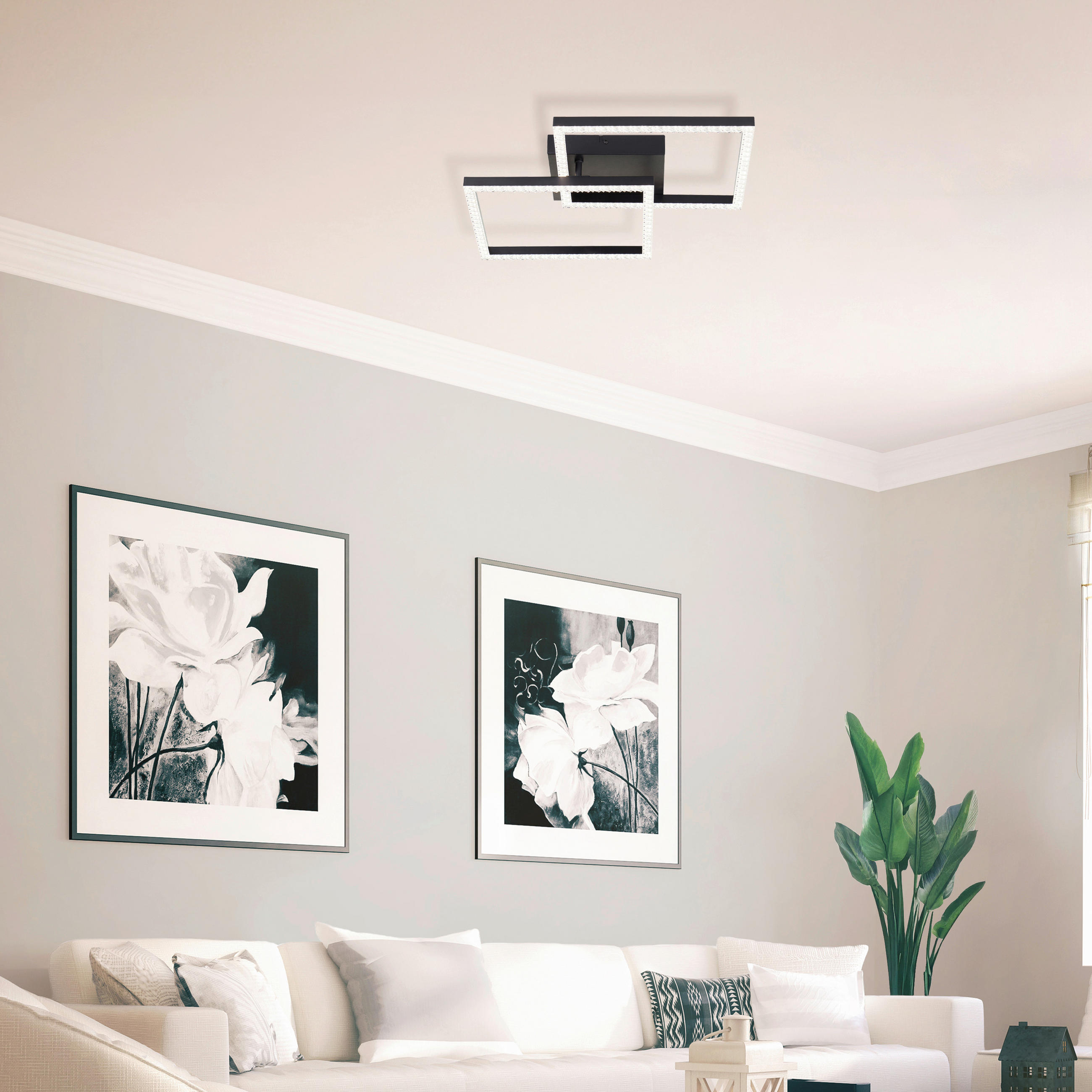 LED-DECKENLEUCHTE    41/41/7,7 cm  - Schwarz, Design, Kunststoff/Metall (41/41/7,7cm) - Brilliant