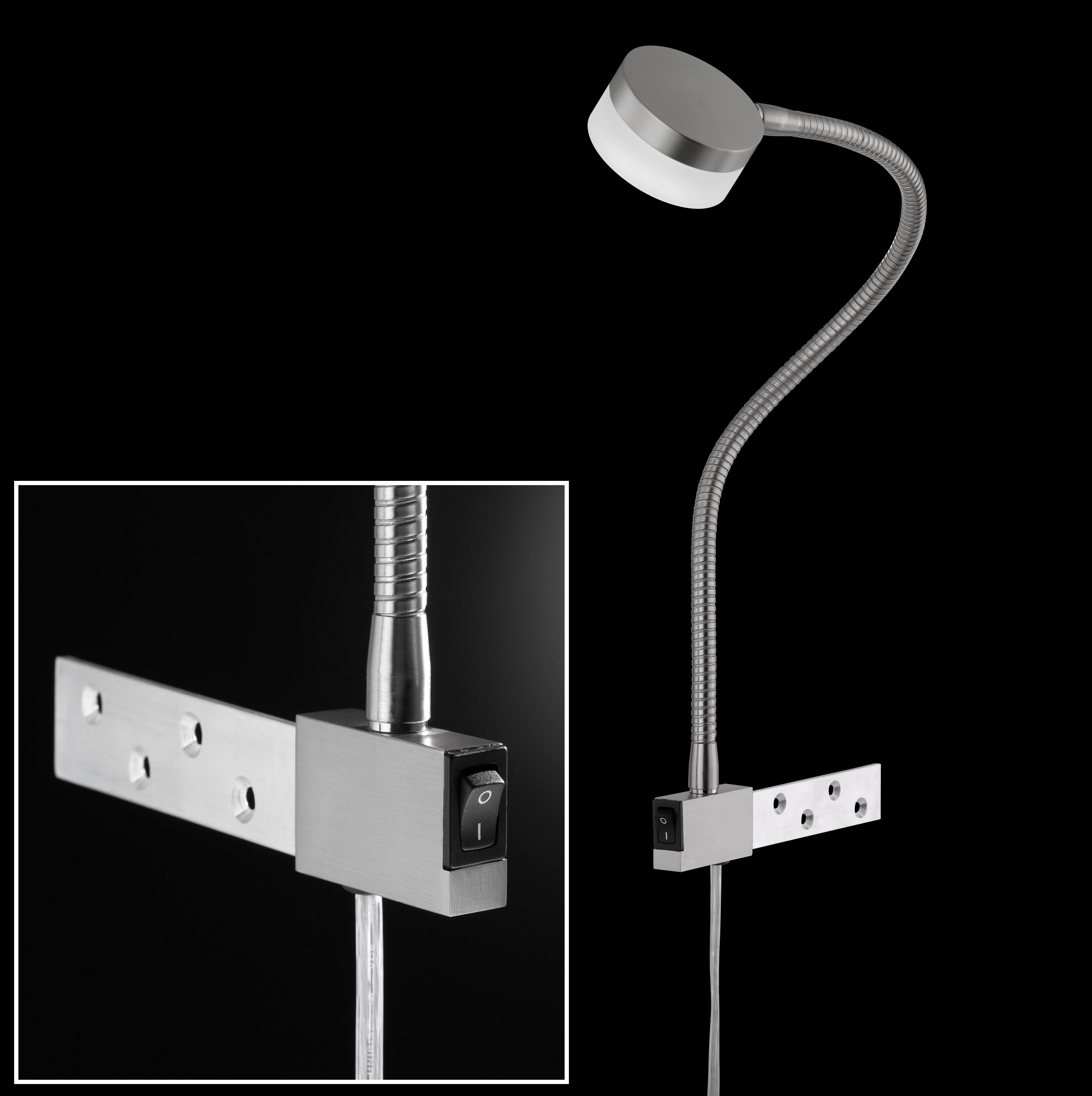LED-WANDLEUCHTE LUG  - Weiß/Nickelfarben, KONVENTIONELL, Kunststoff/Metall (51cm) - Fischer & Honsel