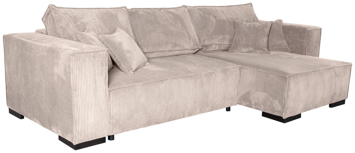 ECKSOFA Rosa Cord  - Braun/Rosa, KONVENTIONELL, Holz/Textil (230/190cm) - Carryhome