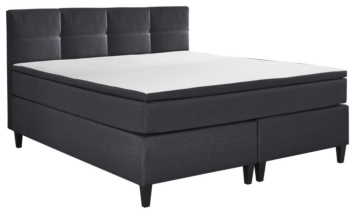 BOXSPRINGBETT 160/200 cm  in Grau  - Schwarz/Grau, Konventionell, Kunststoff/Textil (160/200cm) - Boxxx