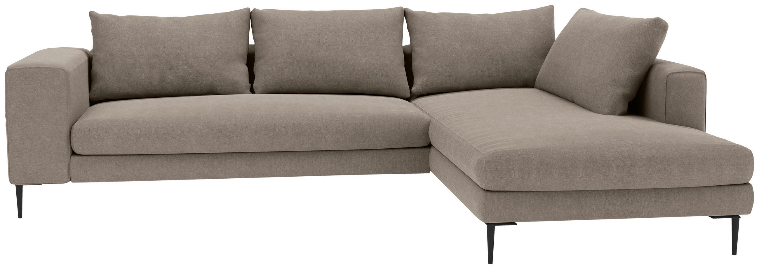ECKSOFA Taupe Struktur  - Taupe/Schwarz, MODERN, Textil/Metall (295/210cm) - MID.YOU