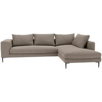 ECKSOFA in Struktur Taupe  - Taupe/Schwarz, Modern, Textil/Metall (295/210cm) - Trendmanufaktur