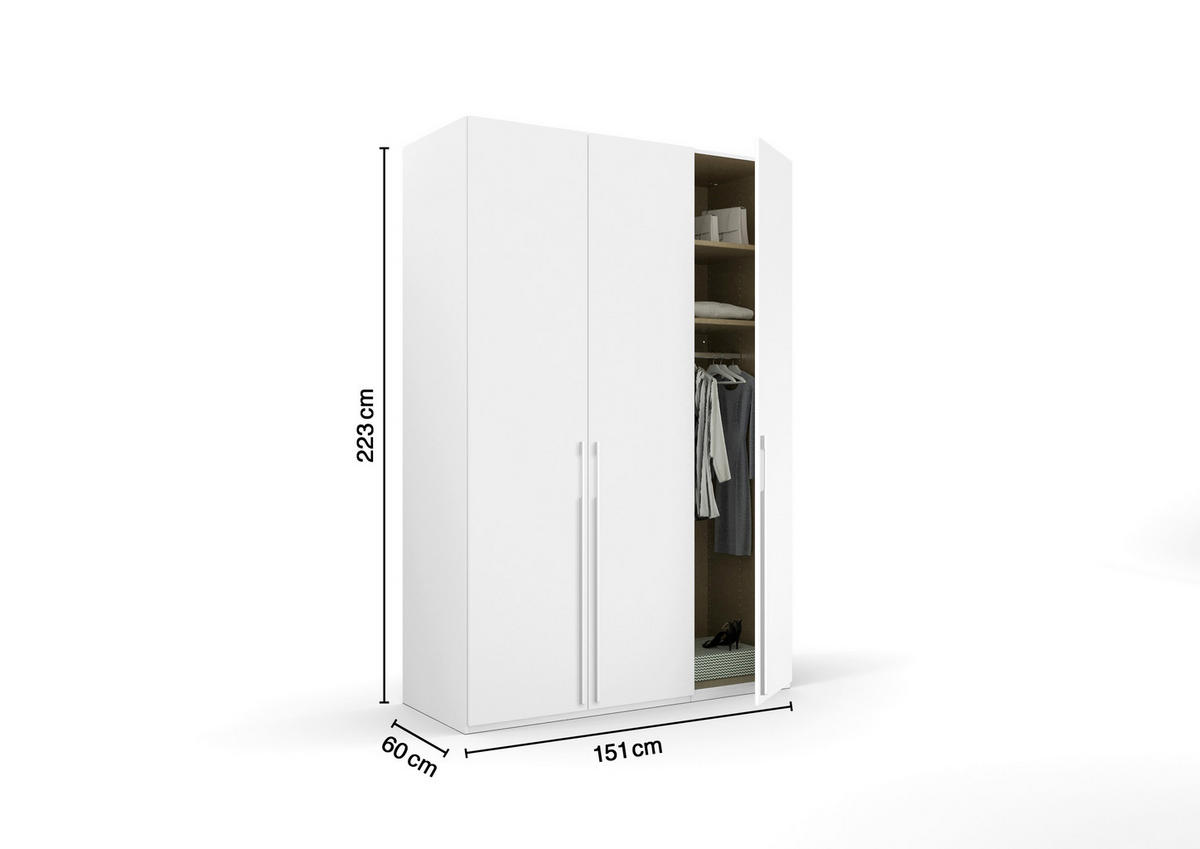 DREHTÜRENSCHRANK in Weiss  - Weiss, Trend, Holzwerkstoff/Metall (151/223/60cm) - Novel