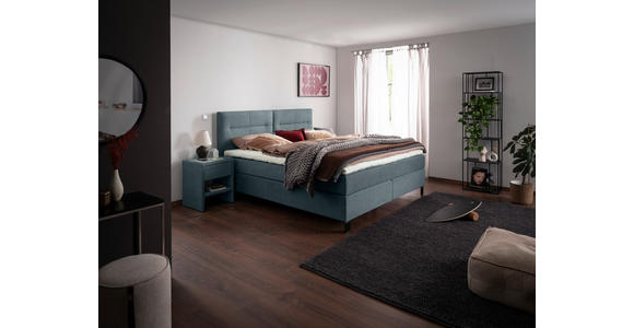 BOXSPRINGBETT 200/220 cm  in Graublau  - Graublau/Schwarz, KONVENTIONELL, Textil/Metall (200/220cm) - Esposa