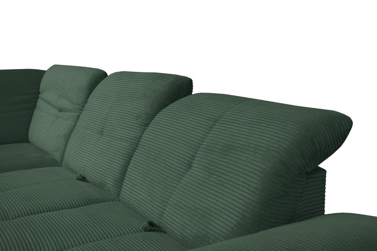 ECKSOFA in Cord Grün  - Schwarz/Grün, Design, Textil/Metall (242/313cm) - Xora