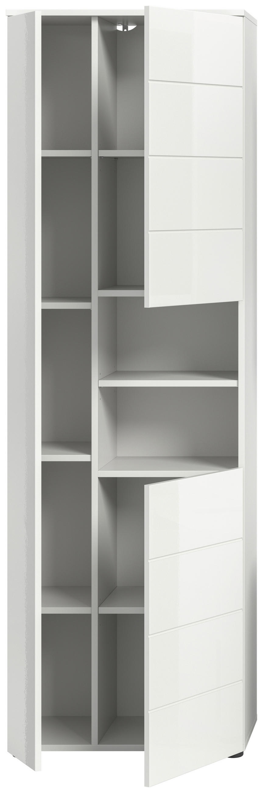 HOCHSCHRANK 60/190/34 cm  - Weiß Hochglanz/Schwarz, MODERN, Holzwerkstoff/Kunststoff (60/190/34cm) - MID.YOU