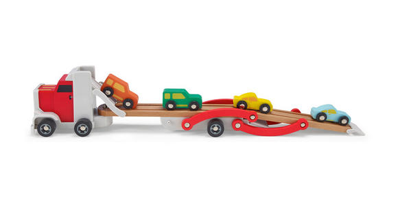 AUTOTRANSPORTER - Multicolor, Natur, Holz/Holzwerkstoff (37,7/9,2/13,5cm) - My Baby Lou