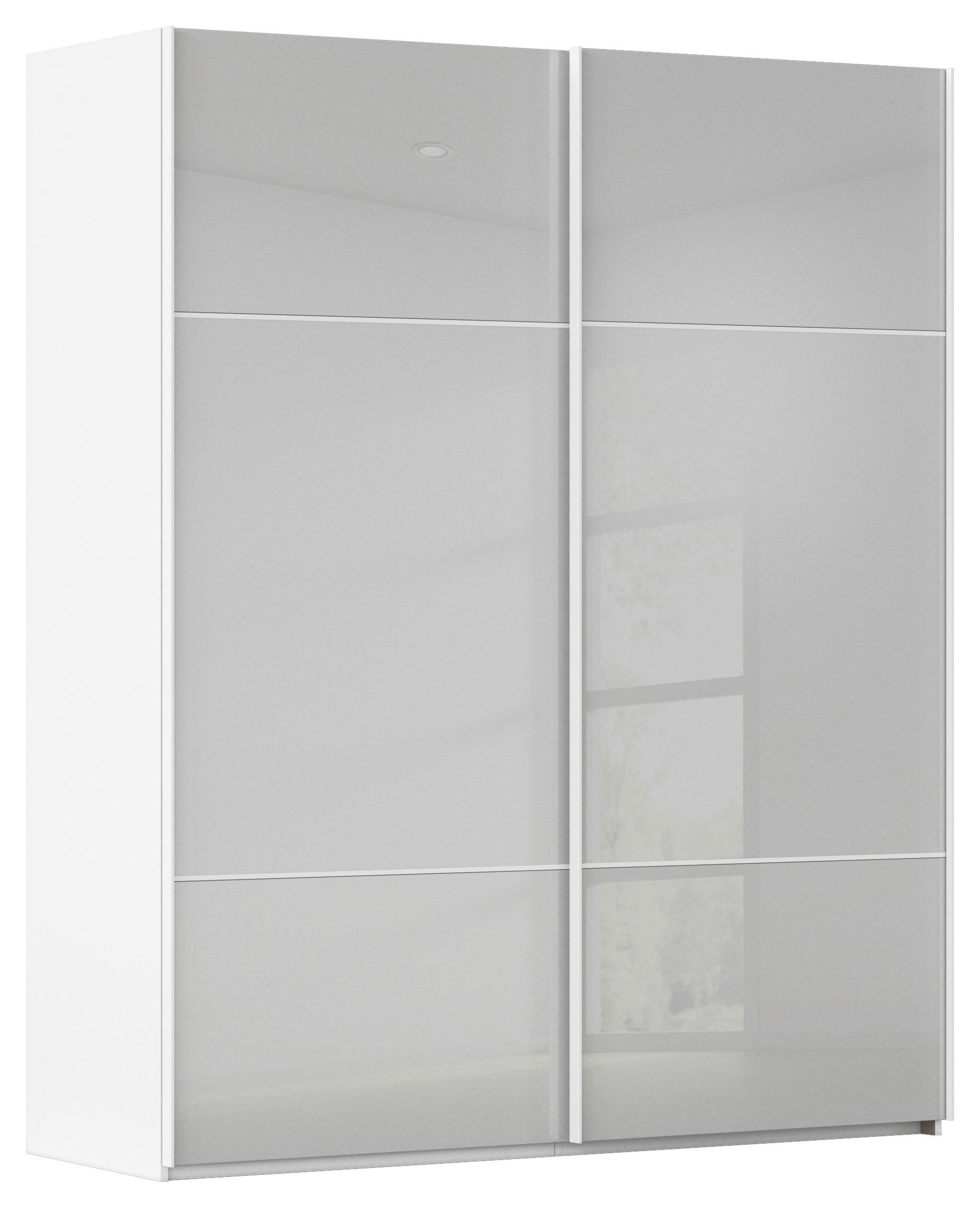 SCHWEBETÜRENSCHRANK in Grau, Weiß  - Weiß/Grau, KONVENTIONELL, Glas/Holzwerkstoff (201/223/67cm) - Novel