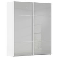 SCHWEBETÜRENSCHRANK in Grau, Weiß  - Weiß/Grau, KONVENTIONELL, Glas/Holzwerkstoff (201/223/67cm) - Novel