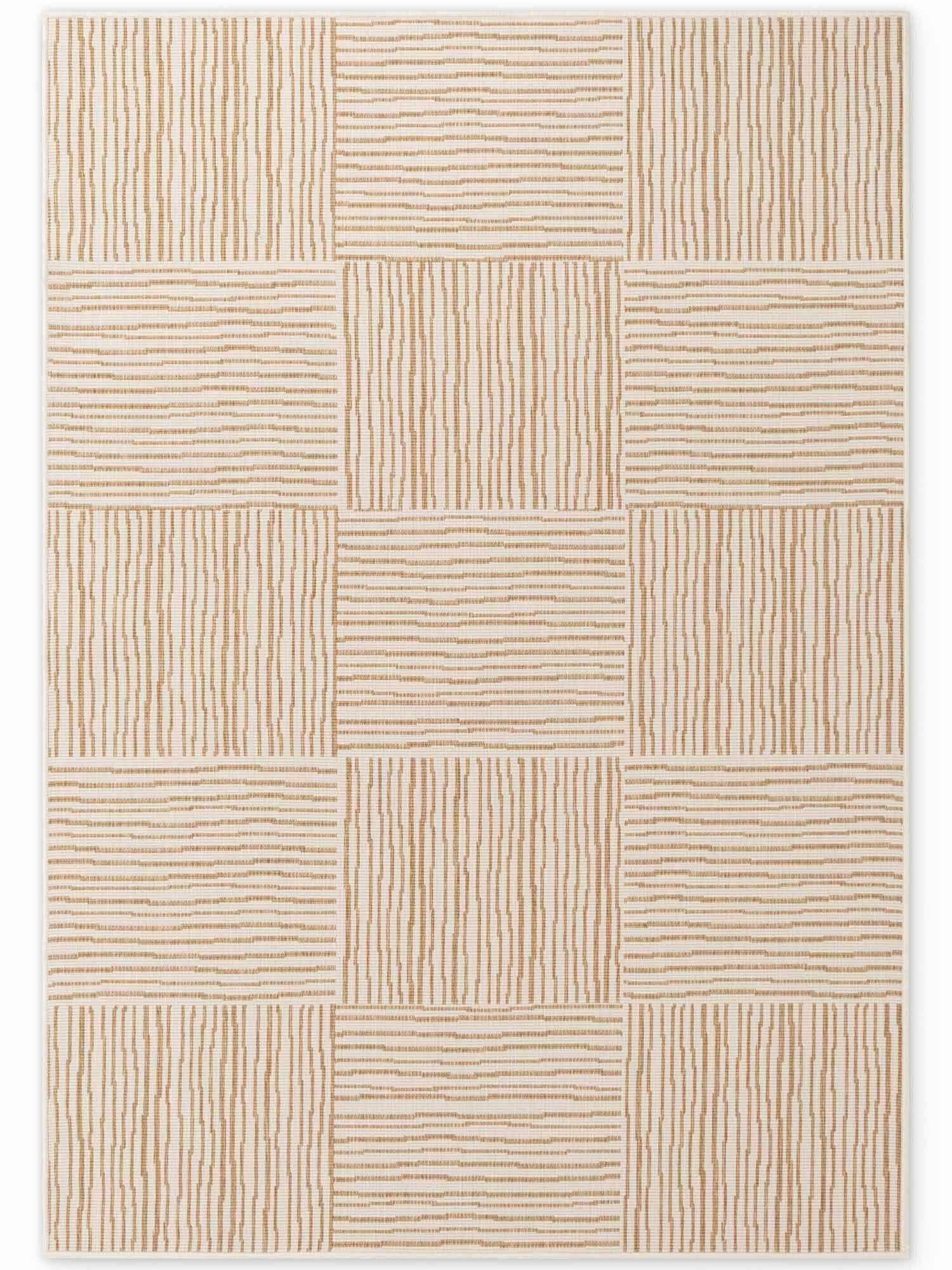 FLACHWEBETEPPICH 120/170 cm Haringey Weiß, Sandfarben rechteckig  - Sandfarben/Weiß, Basics, Kunststoff (120/170cm)