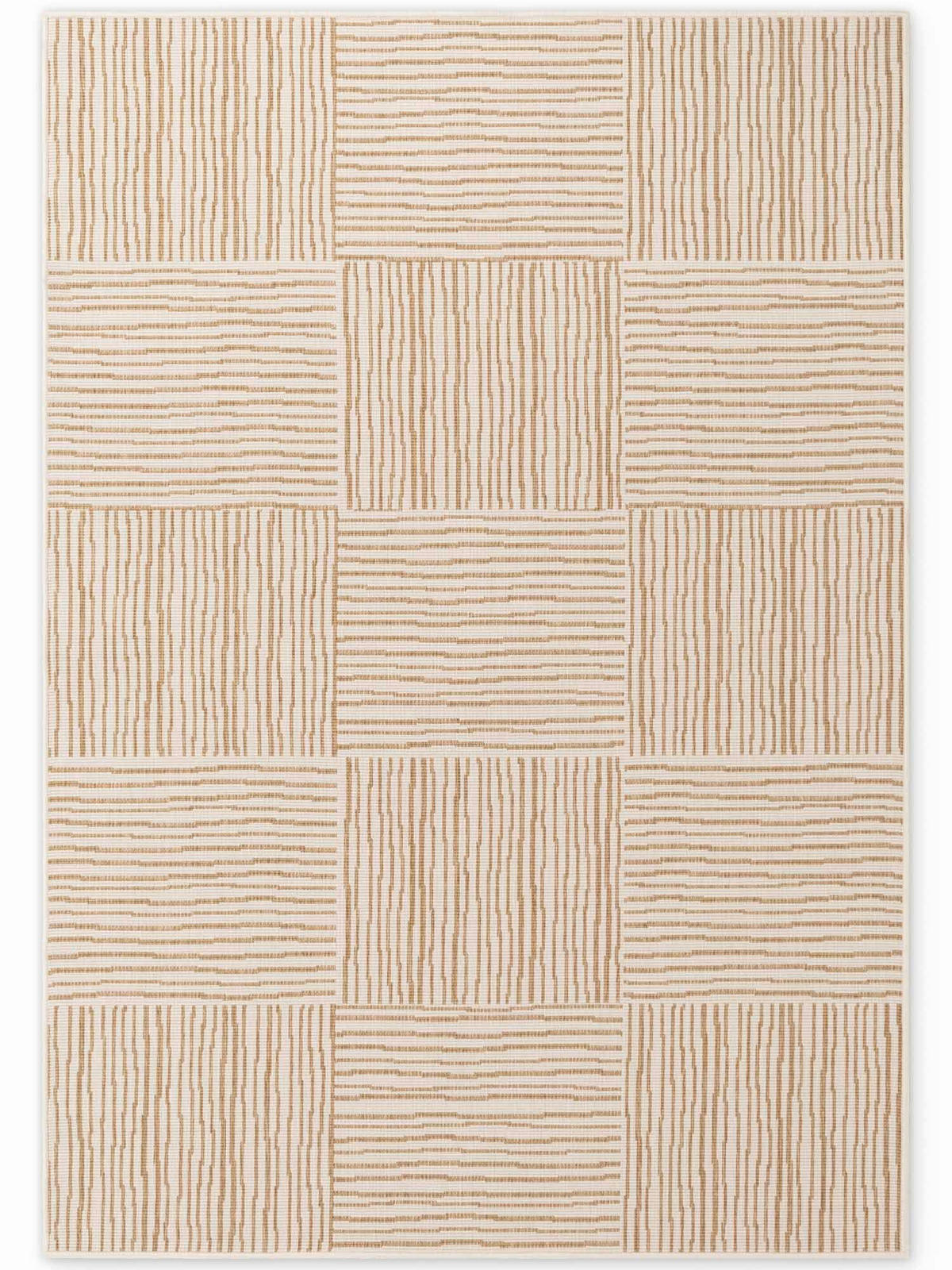 FLACHWEBETEPPICH 120/170 cm Haringey Weiß, Sandfarben rechteckig  - Sandfarben/Weiß, Basics, Kunststoff (120/170cm)